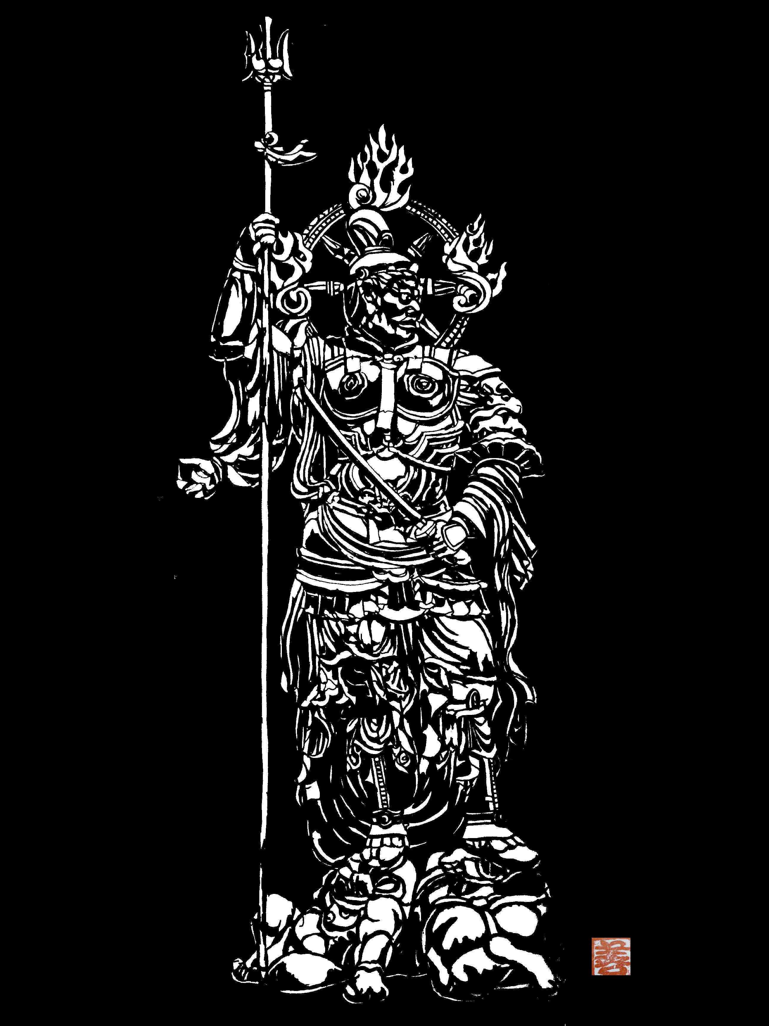 仏画編 東寺四天王 増長天ー7 | 切り絵Tシャツネット販売